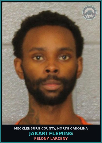 CCW arrest card for JAKARI FLEMING in Mecklenburg County: FELONY LARCENY