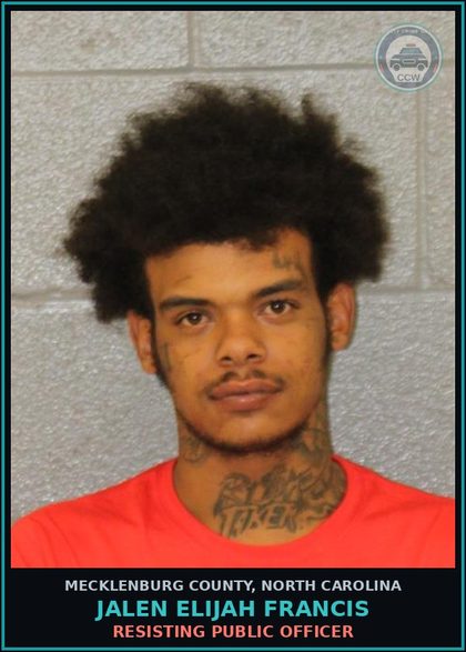CCW arrest card for JALEN ELIJAH FRANCIS in Mecklenburg County: COMMUNICATING THREATS