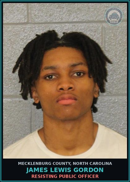 CCW arrest card for JAMES LEWIS GORDON in Mecklenburg County: RESISTING PUBLIC OFFICER