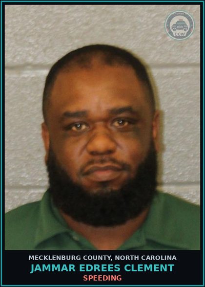 CCW arrest card for JAMMAR EDREES CLEMENT in Mecklenburg County: SPEEDING