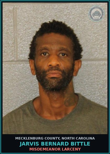 CCW arrest card for JARVIS BERNARD BITTLE in Mecklenburg County: MISDEMEANOR LARCENY