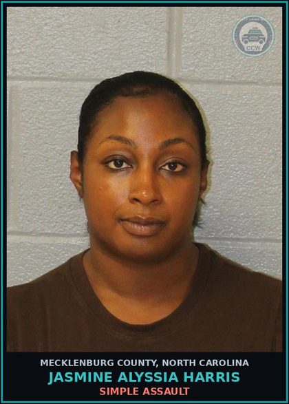 CCW arrest card for JASMINE ALYSSIA HARRIS in Mecklenburg County: SIMPLE ASSAULT