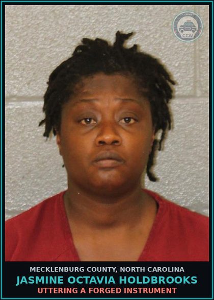 CCW arrest card for JASMINE OCTAVIA HOLDBROOKS in Mecklenburg County: UTTERING A FORGED INSTRUMENT
