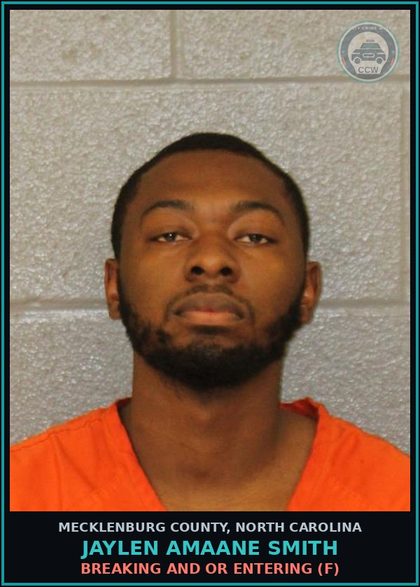 CCW arrest card for JAYLEN AMAANE SMITH in Mecklenburg County: BREAKING AND OR ENTERING (F)