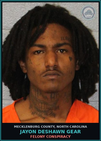 CCW arrest card for JAYON DESHAWN GEAR in Mecklenburg County: BREAK/ENTER MOTOR VEH