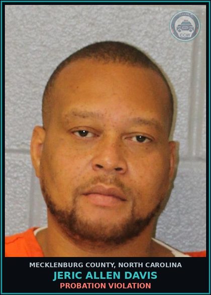 CCW arrest card for JERIC ALLEN DAVIS in Mecklenburg County: PROBATION VIOLATION
