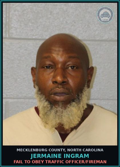CCW arrest card for JERMAINE INGRAM in Mecklenburg County: FAIL TO OBEY TRAFFIC OFFICER/FIREMAN