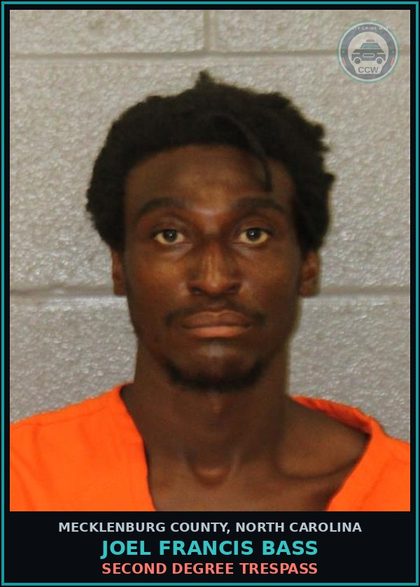 CCW arrest card for JOEL FRANCIS BASS in Mecklenburg County: SECOND DEGREE TRESPASS
