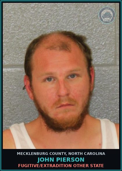CCW arrest card for JOHN PIERSON in Mecklenburg County: FUGITIVE/EXTRADITION OTHER STATE