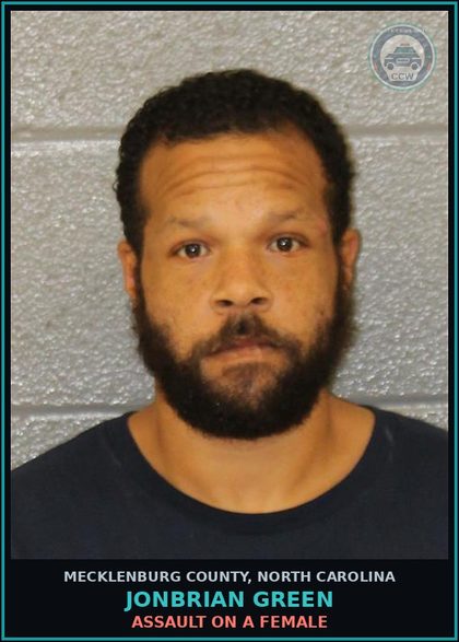 CCW arrest card for JONBRIAN GREEN in Mecklenburg County: ASSAULT ON A FEMALE