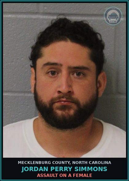 CCW arrest card for JORDAN PERRY SIMMONS in Mecklenburg County: MISD CRIME OF DOM VIOLENCE