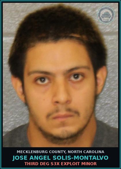 CCW arrest card for JOSE ANGEL SOLIS-MONTALVO in Mecklenburg County: THIRD DEG s3x EXPLOIT MINOR