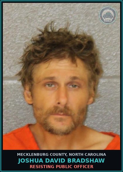 CCW arrest card for JOSHUA DAVID BRADSHAW in Mecklenburg County: BREAKING OR ENTERING (M)