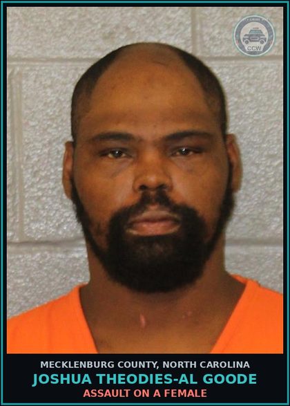CCW arrest card for JOSHUA THEODIES-AL GOODE in Mecklenburg County: ASSAULT ON A FEMALE