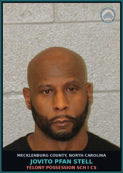 CCW arrest card for JOVITO PFAN STELL in Mecklenburg County: FELONY POSSESSION SCH I CS