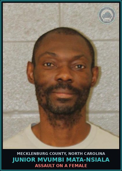 CCW arrest card for JUNIOR MVUMBI MATA-NSIALA in Mecklenburg County: MISD CRIME OF DOM VIOLENCE