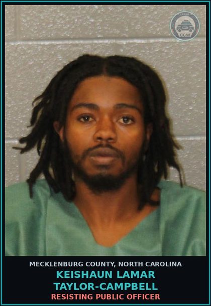 CCW arrest card for KEISHAUN LAMAR TAYLOR-CAMPBELL in Mecklenburg County: PWISD Canna