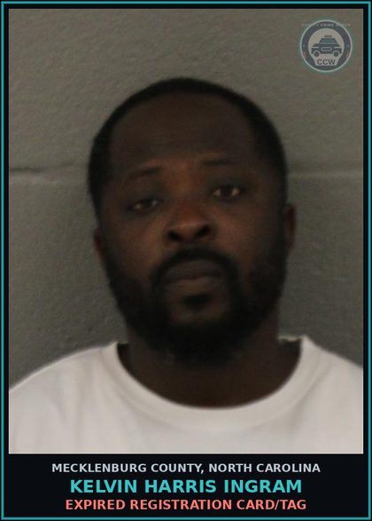 CCW arrest card for KELVIN HARRIS INGRAM in Mecklenburg County: EXPIRED REGISTRATION CARD/TAG