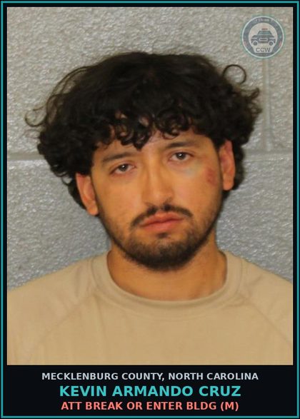 CCW arrest card for KEVIN ARMANDO CRUZ in Mecklenburg County: SEE PAPERWORK FOR CHARGE
