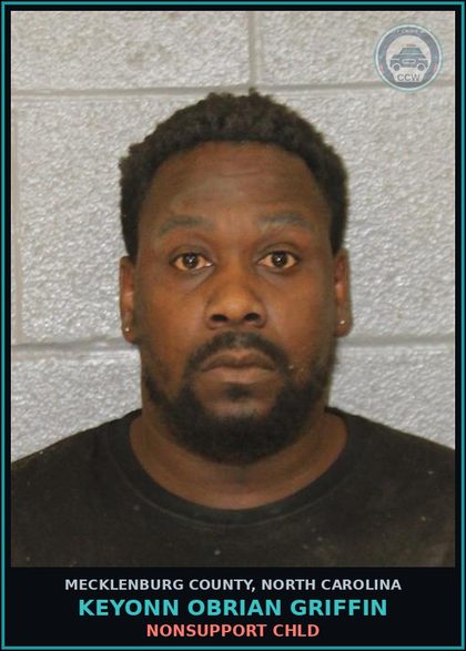 CCW arrest card for KEYONN OBRIAN GRIFFIN in Mecklenburg County: NONSUPPORT chld