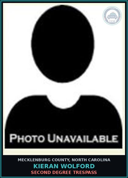 CCW arrest card for KIERAN WOLFORD in Mecklenburg County: SECOND DEGREE TRESPASS