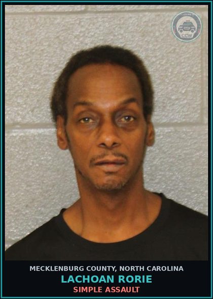 CCW arrest card for LACHOAN RORIE in Mecklenburg County: INJURY TO PERSONAL PROPERTY