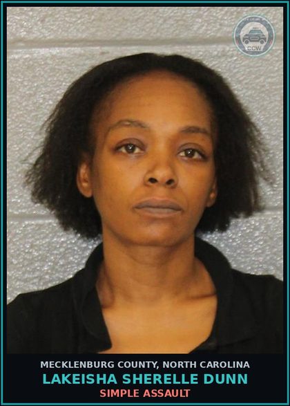 CCW arrest card for LAKEISHA SHERELLE DUNN in Mecklenburg County: SIMPLE ASSAULT