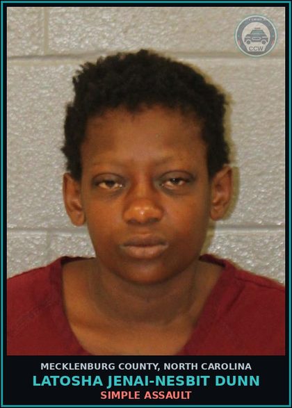 CCW arrest card for LATOSHA JENAI-NESBIT DUNN in Mecklenburg County: RESISTING PUBLIC OFFICER