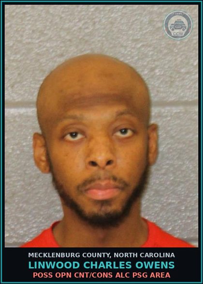 CCW arrest card for LINWOOD CHARLES OWENS in Mecklenburg County: DWLR NOT IMPAIRED REV