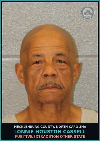 CCW arrest card for LONNIE HOUSTON CASSELL in Mecklenburg County: FUGITIVE/EXTRADITION OTHER STATE