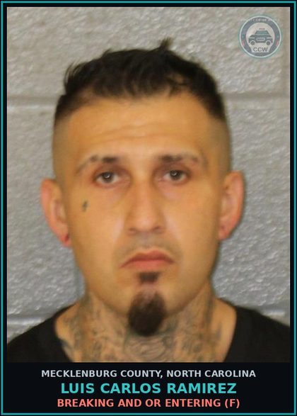 CCW arrest card for LUIS CARLOS RAMIREZ in Mecklenburg County: LARCENY AFTER BREAK/ENTER