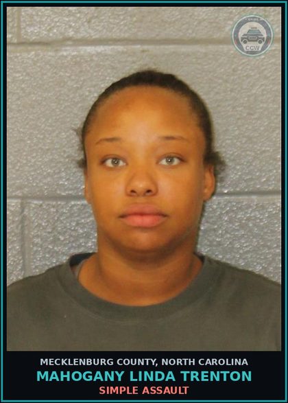 CCW arrest card for MAHOGANY LINDA TRENTON in Mecklenburg County: SIMPLE ASSAULT