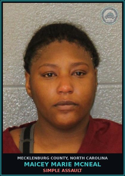 CCW arrest card for MAICEY MARIE MCNEAL in Mecklenburg County: SIMPLE ASSAULT