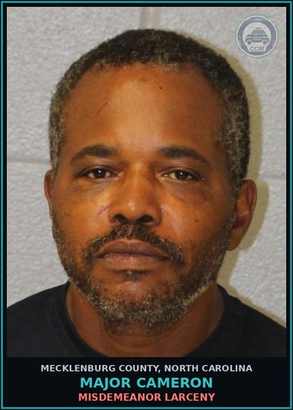 CCW arrest card for MAJOR CAMERON in Mecklenburg County: BREAK OR ENTER A MOTOR VEHICLE