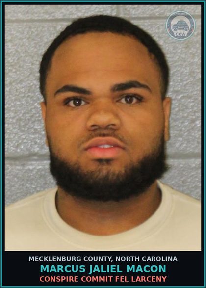 CCW arrest card for MARCUS JALIEL MACON in Mecklenburg County: BREAK/ENTER MOTOR VEH