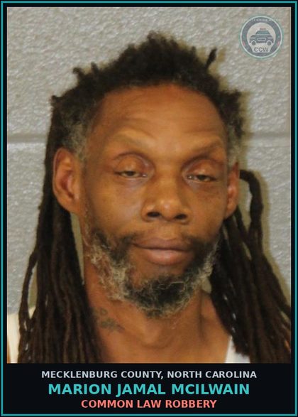 CCW arrest card for MARION JAMAL MCILWAIN in Mecklenburg County: COMMON LAW ROBBERY