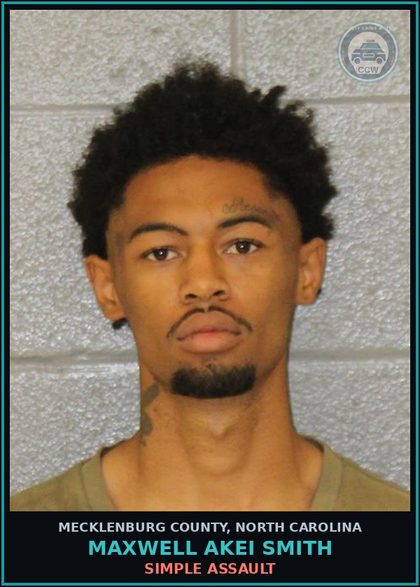 CCW arrest card for MAXWELL AKEI SMITH in Mecklenburg County: SIMPLE ASSAULT