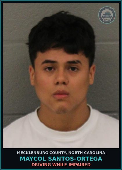 CCW arrest card for MAYCOL SANTOS-ORTEGA in Mecklenburg County: DRIVING WHILE IMPAIRED