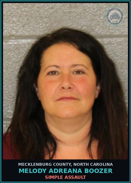 CCW arrest card for MELODY ADREANA BOOZER in Mecklenburg County: SIMPLE ASSAULT