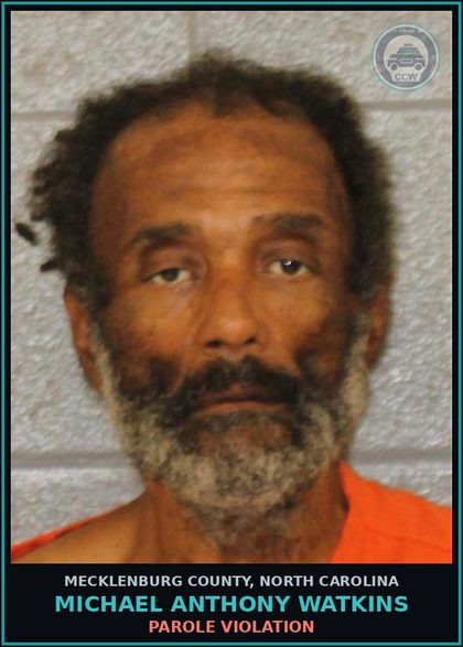 CCW arrest card for MICHAEL ANTHONY WATKINS in Mecklenburg County: Parole Violation