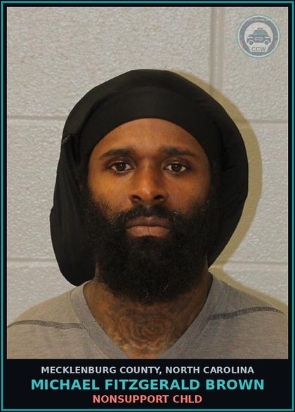 CCW arrest card for MICHAEL FITZGERALD BROWN in Mecklenburg County: NONSUPPORT chld