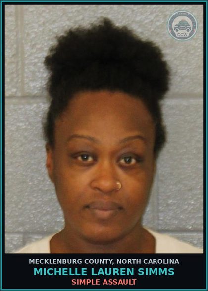 CCW arrest card for MICHELLE LAUREN SIMMS in Mecklenburg County: SECOND DEGREE TRESPASS