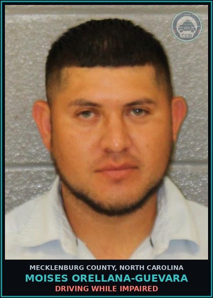 CCW arrest card for MOISES ORELLANA-GUEVARA in Mecklenburg County: DRIVING WHILE IMPAIRED