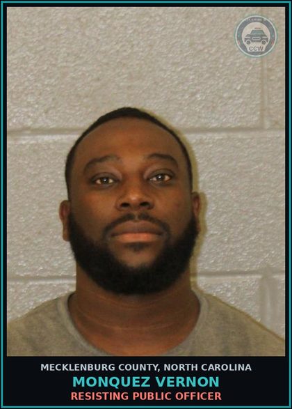 CCW arrest card for MONQUEZ VERNON in Mecklenburg County: RESISTING PUBLIC OFFICER