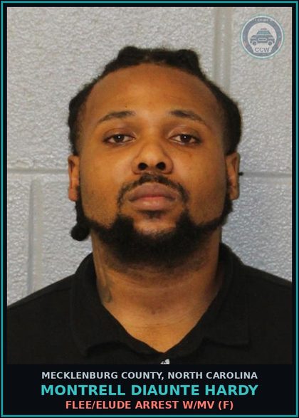 CCW arrest card for MONTRELL DIAUNTE HARDY in Mecklenburg County: FLEE/ELUDE ARREST W/MV (F)