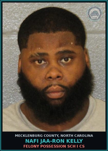 CCW arrest card for NAFI JAA-RON KELLY in Mecklenburg County: PWISD COCAINE