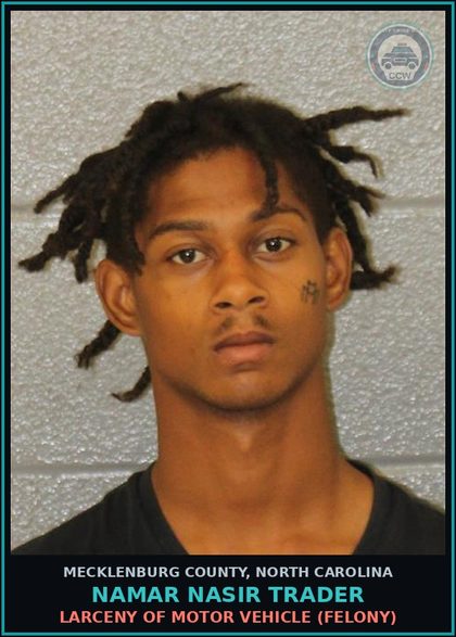CCW arrest card for NAMAR NASIR TRADER in Mecklenburg County: LARCENY OF MOTOR VEHICLE (FELONY)