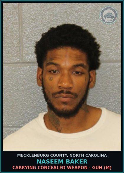 CCW arrest card for NASEEM BAKER in Mecklenburg County: RESISTING PUBLIC OFFICER