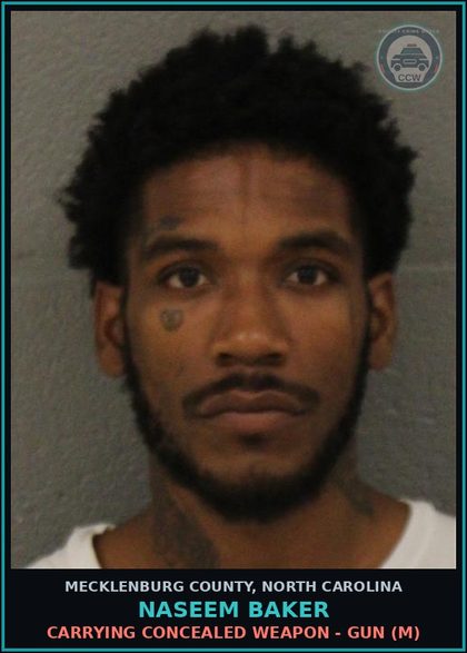 CCW arrest card for NASEEM BAKER in Mecklenburg County: RESISTING PUBLIC OFFICER