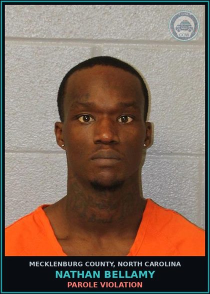 CCW arrest card for NATHAN BELLAMY in Mecklenburg County: Parole Violation